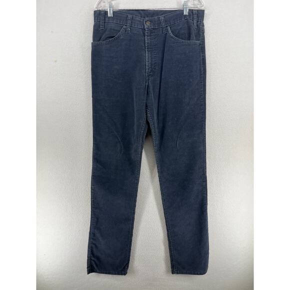 LEVIS 519 Pants Mens 34x36 80s Corduroy Straight Leg Cotton Blue USA VTG - Picture 2 of 14